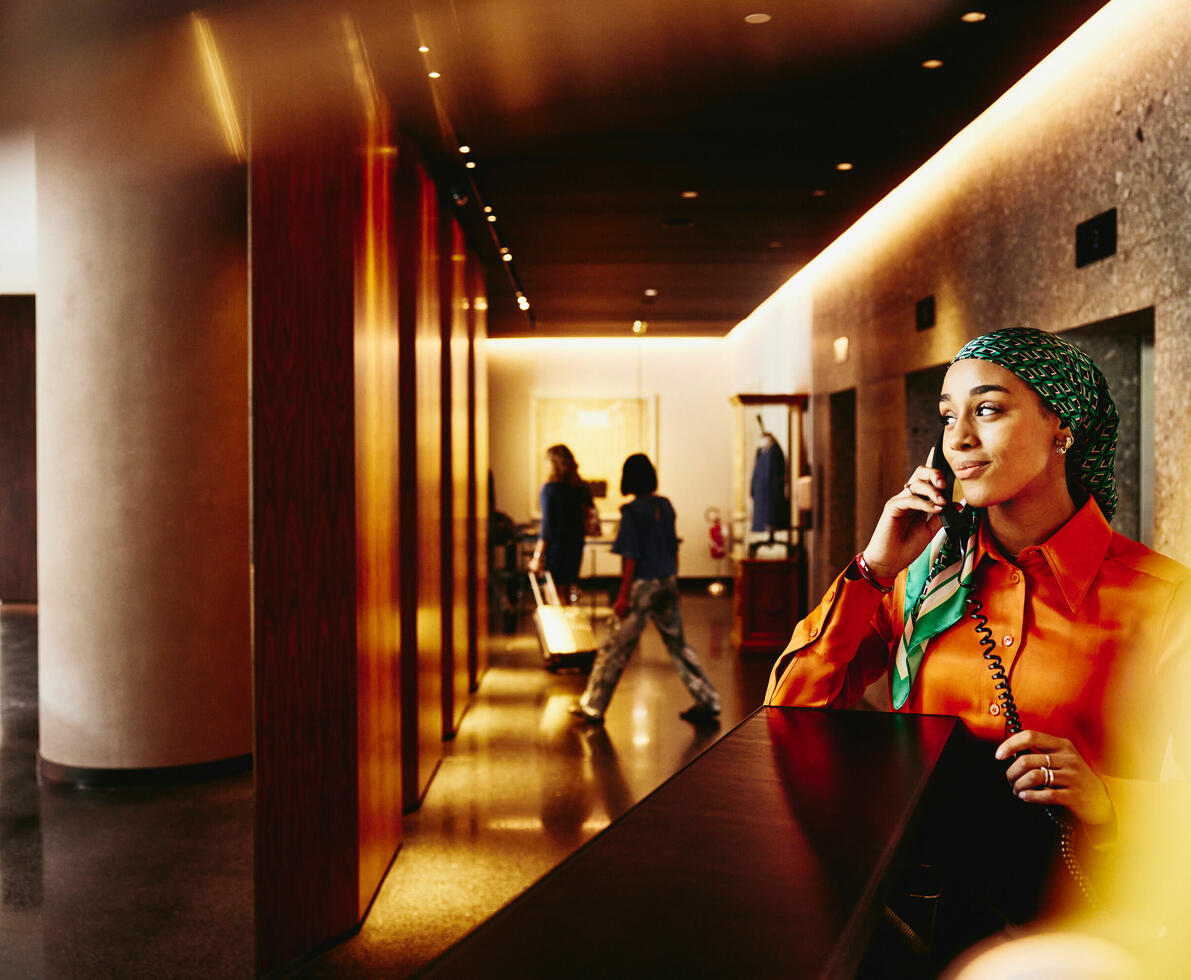A woman on the phone